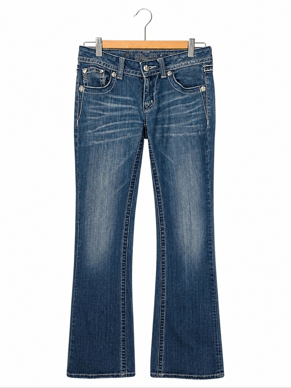 Miss Me Bootcut Jeans Medium Wash Low Rise Size 27
